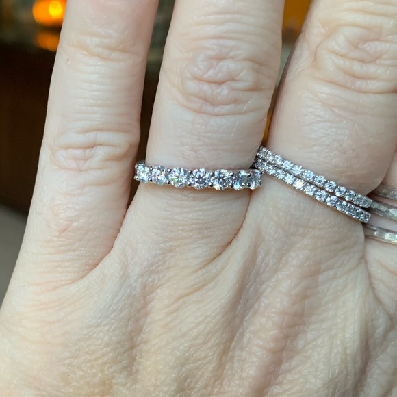 Beautiful 0.7cttw Moissanite Half Eternity Band - Picture 3 of 8